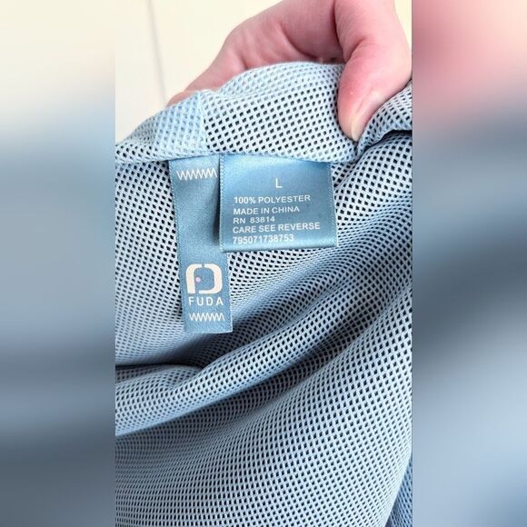 Fuda Womens Jacket Large Navy Blue Microfiber Softshell Coat Windbreaker Stripes - Picture 5 of 6